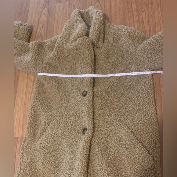 C&C California vintage brown tan double button long teddy jacket pea coat - Picture 13 of 13